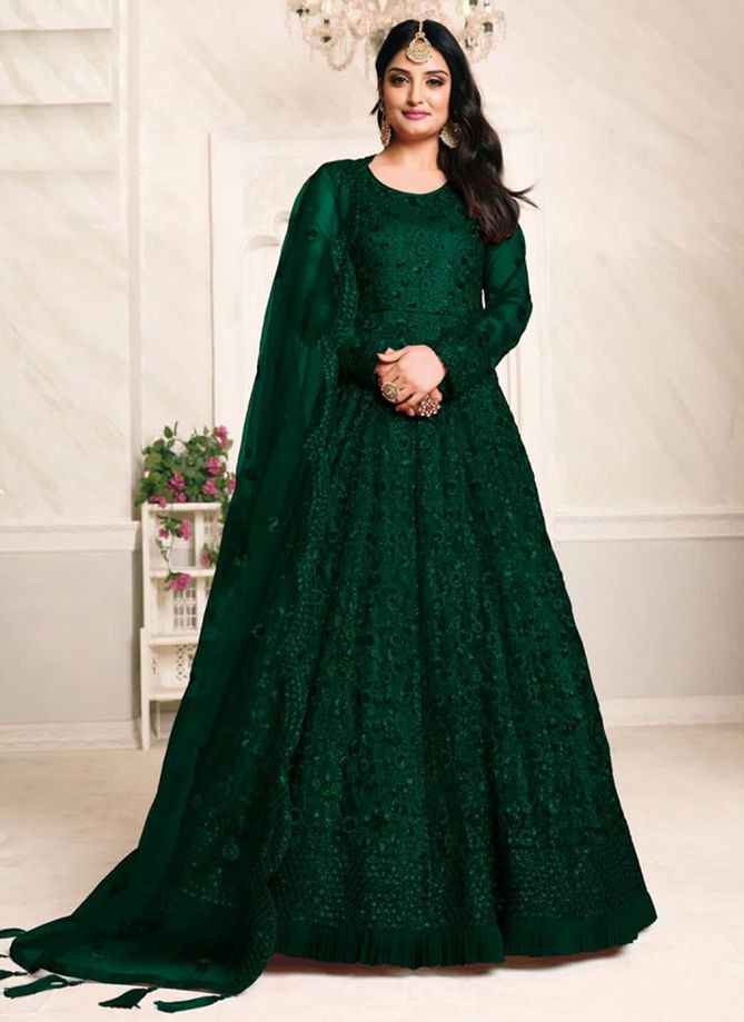 Green Colour Aanaya Vol 121 New latest Designer Ethnic Wear Net Anarkali Suit Collection 2102